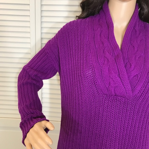 NWT Lauren by Ralph Lauren Bright Purple Cotton Sweater XS - Picture 5 of 14